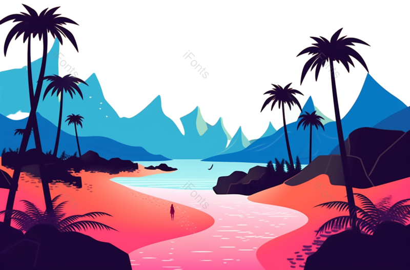 插画图片,唯美插画元素,快乐PNG,紫色背景免抠素材